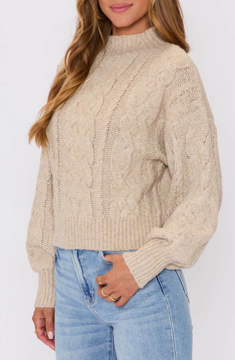 VICI Collection Dreamer Cable Stitch Mock Neck Sweater, Alternate, color, Taupe