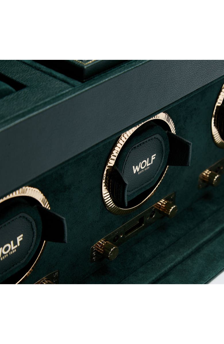 WOLF British Racing Triple Watch Winder with Storage, Alternate, color, Green