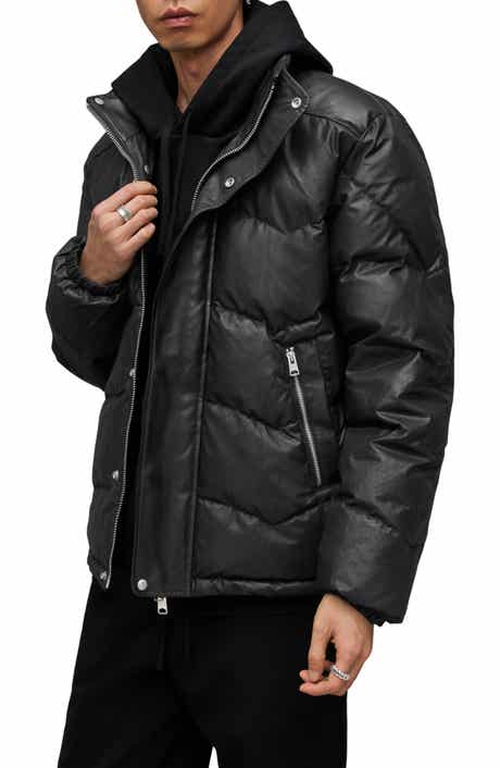 AllSaints Altair Waxed Puffer Jacket with Stowaway Hood