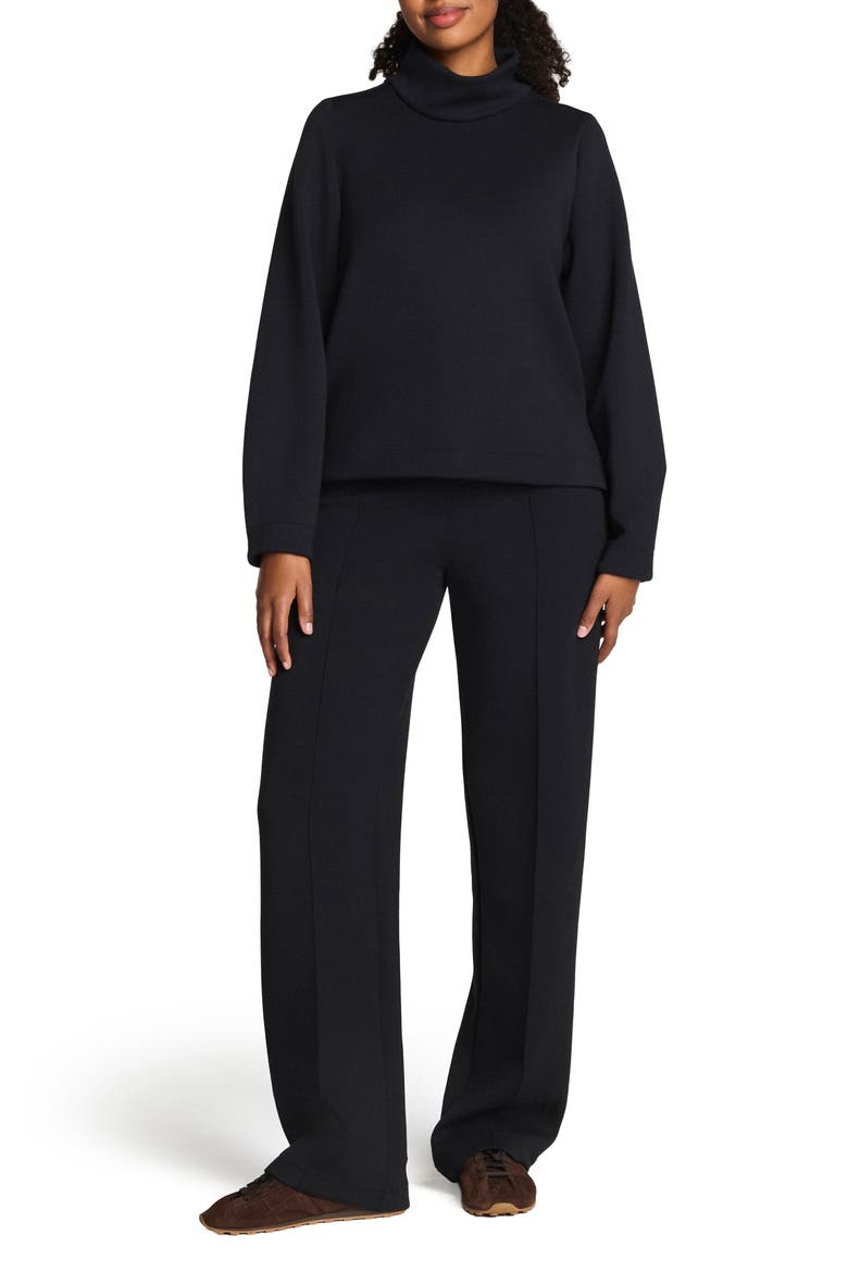 AirEssentials® Luxe Mock Neck Sweatshirt, Alternate, color, VERY BLACK