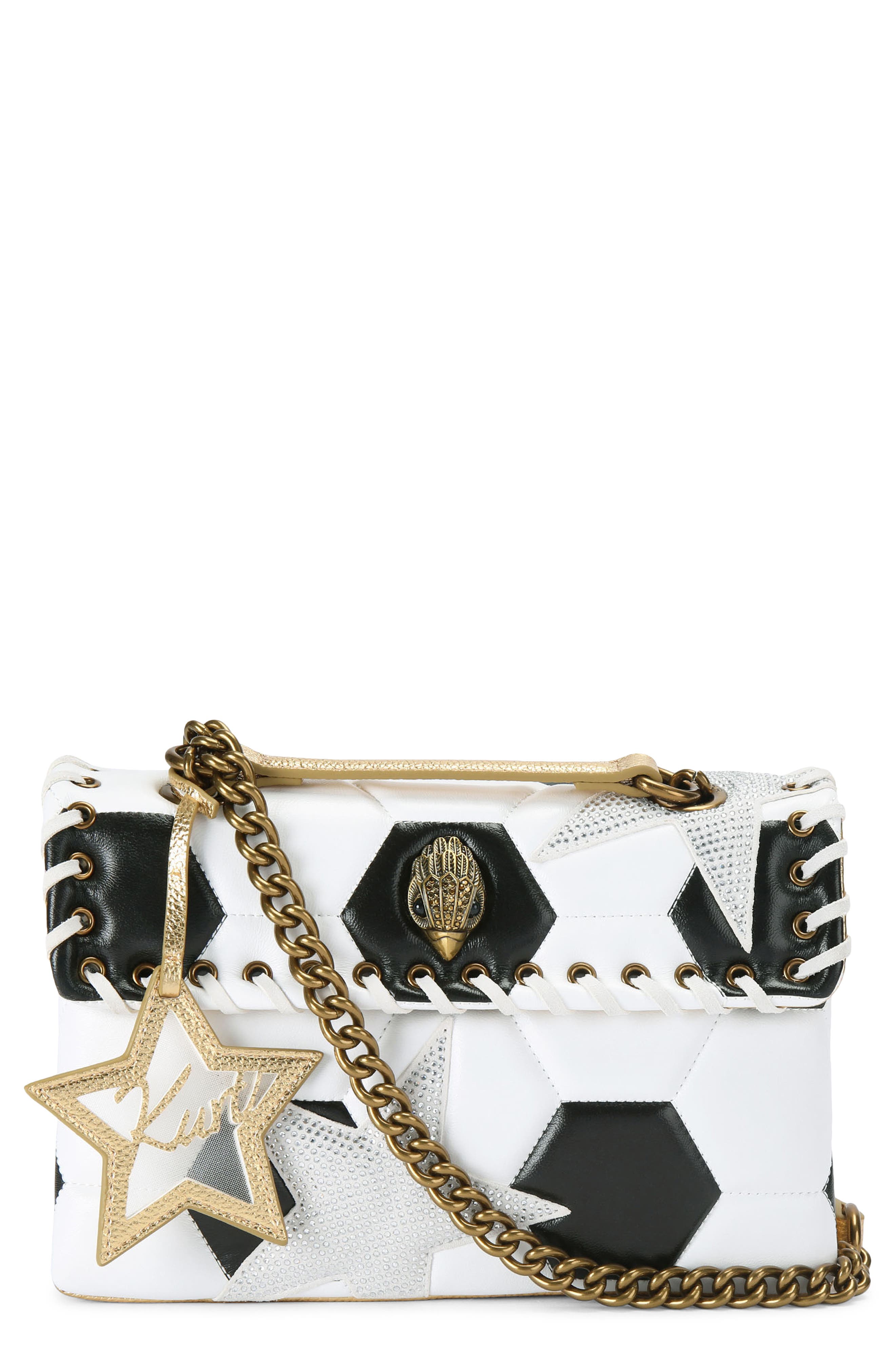 Kurt Geiger London Kensington Footy Bag, Main, color, White/ Black