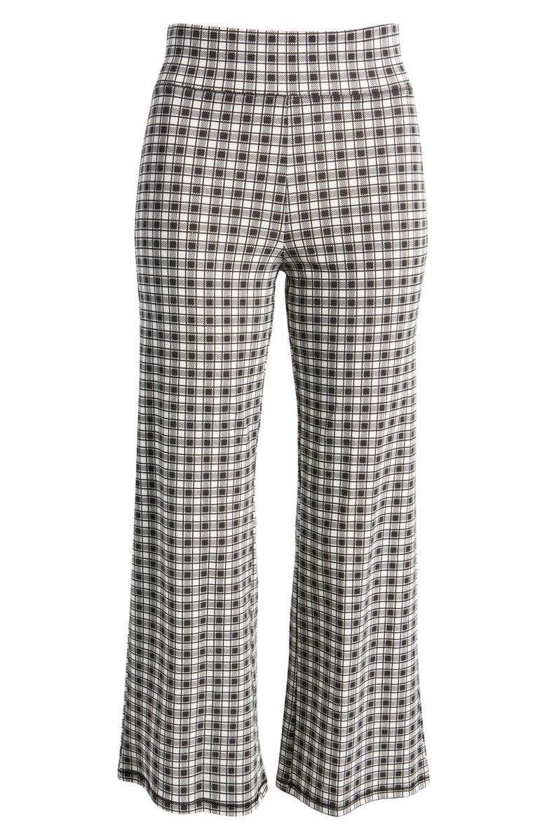 Hue Gingham Crop Flare Cotton Blend Leggings, Alternate, color,