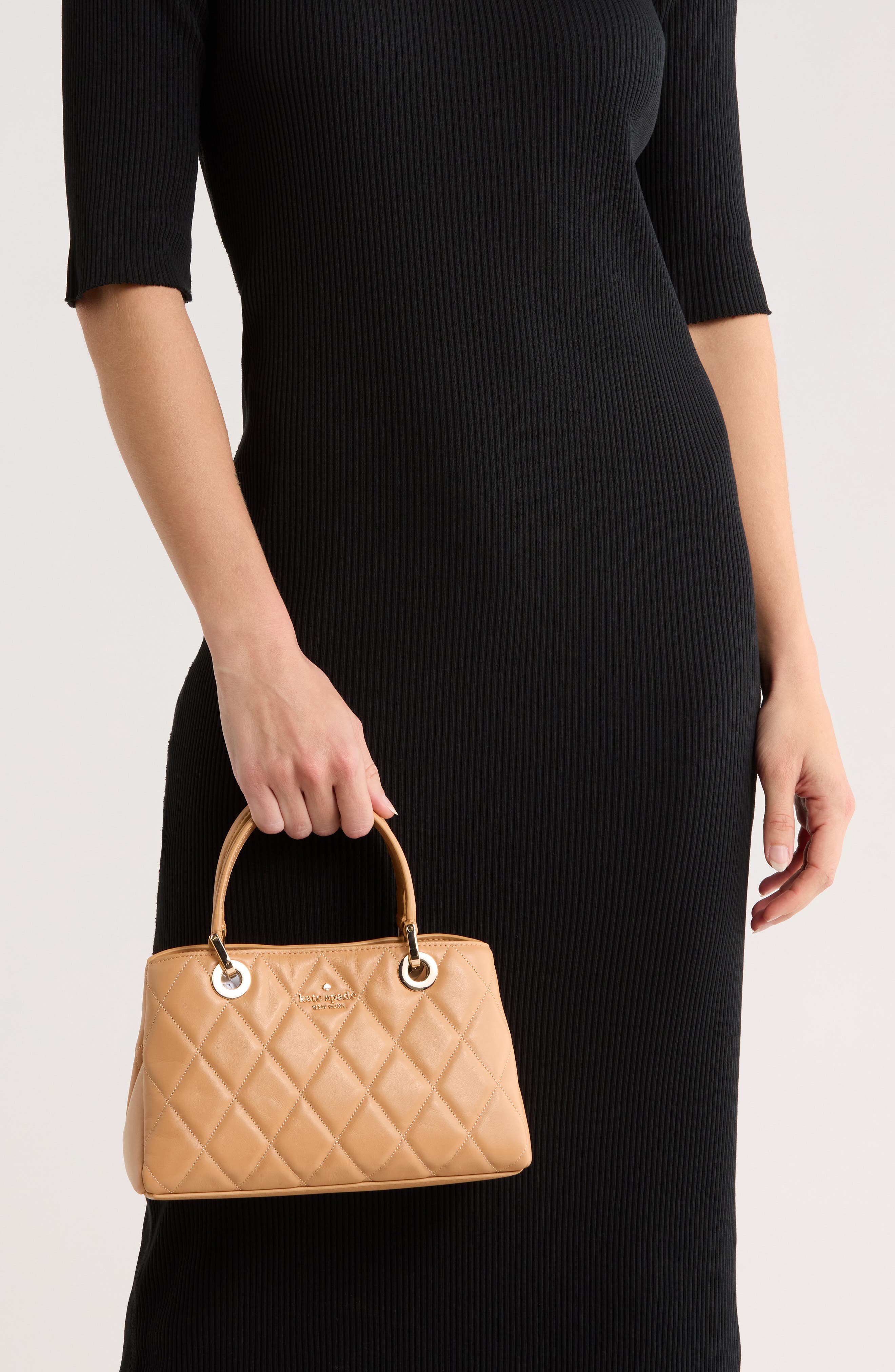 Kate Spade New York carey small quilted sullivan satchel bag, Alternate, color, Tiramisu Mousse