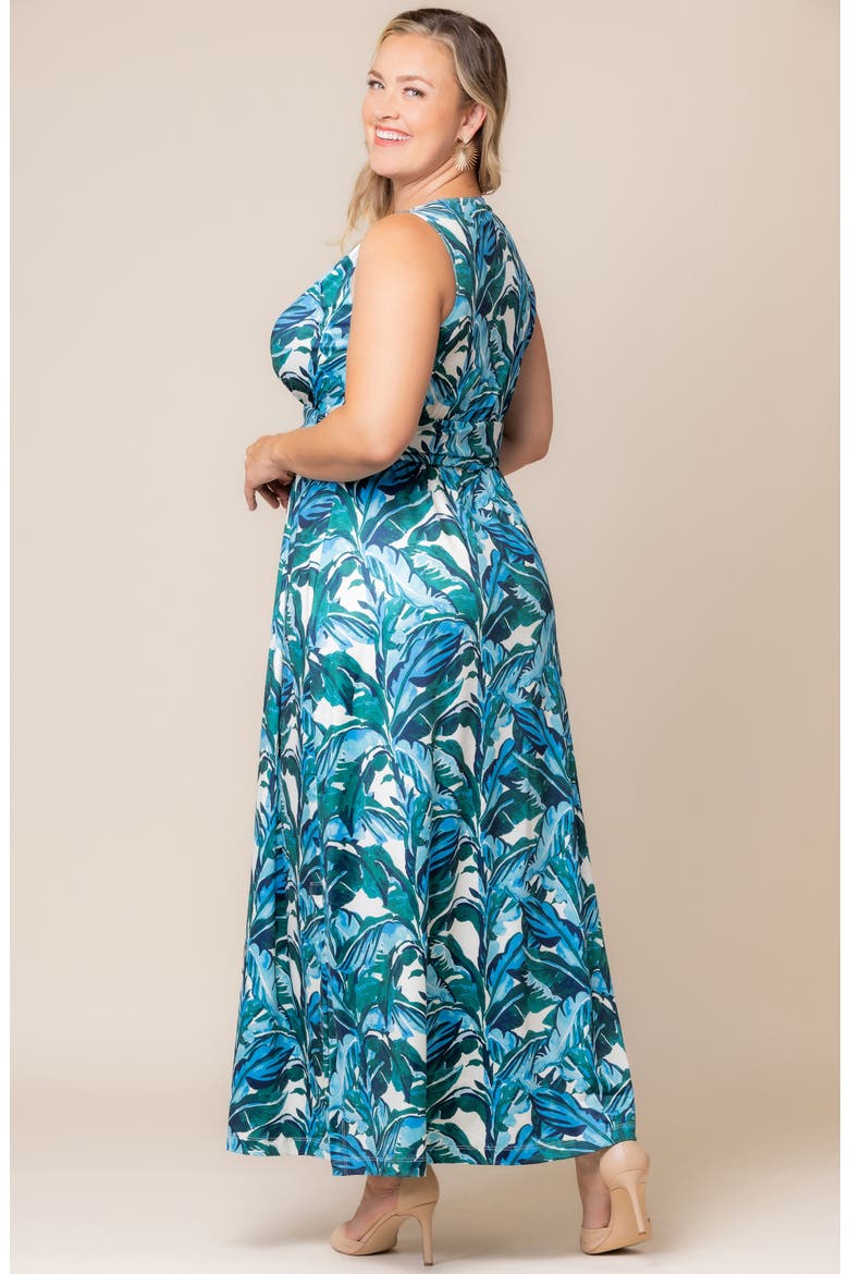 Daniela Sleeveless Maxi Dress, Alternate, color, TEAL PALM PRINT