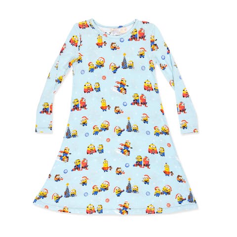 Kids' Merry Minions Holiday Long Sleeve Dress
