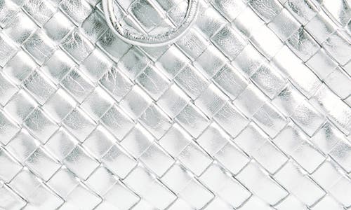 Bottega Veneta Mini Lauren 1980 Intrecciato Metallic Leather Clutch In Silver/silver