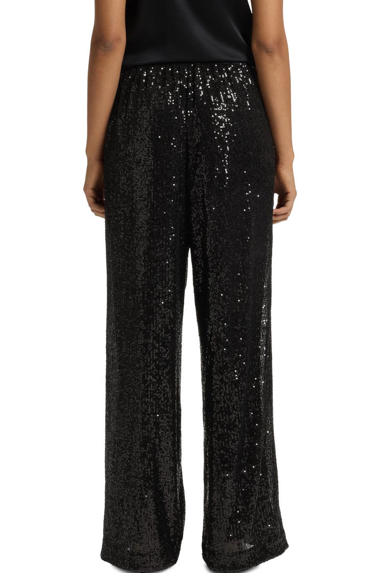 Tilloi Sequin Wide Leg Pants, Alternate, color, BLACK