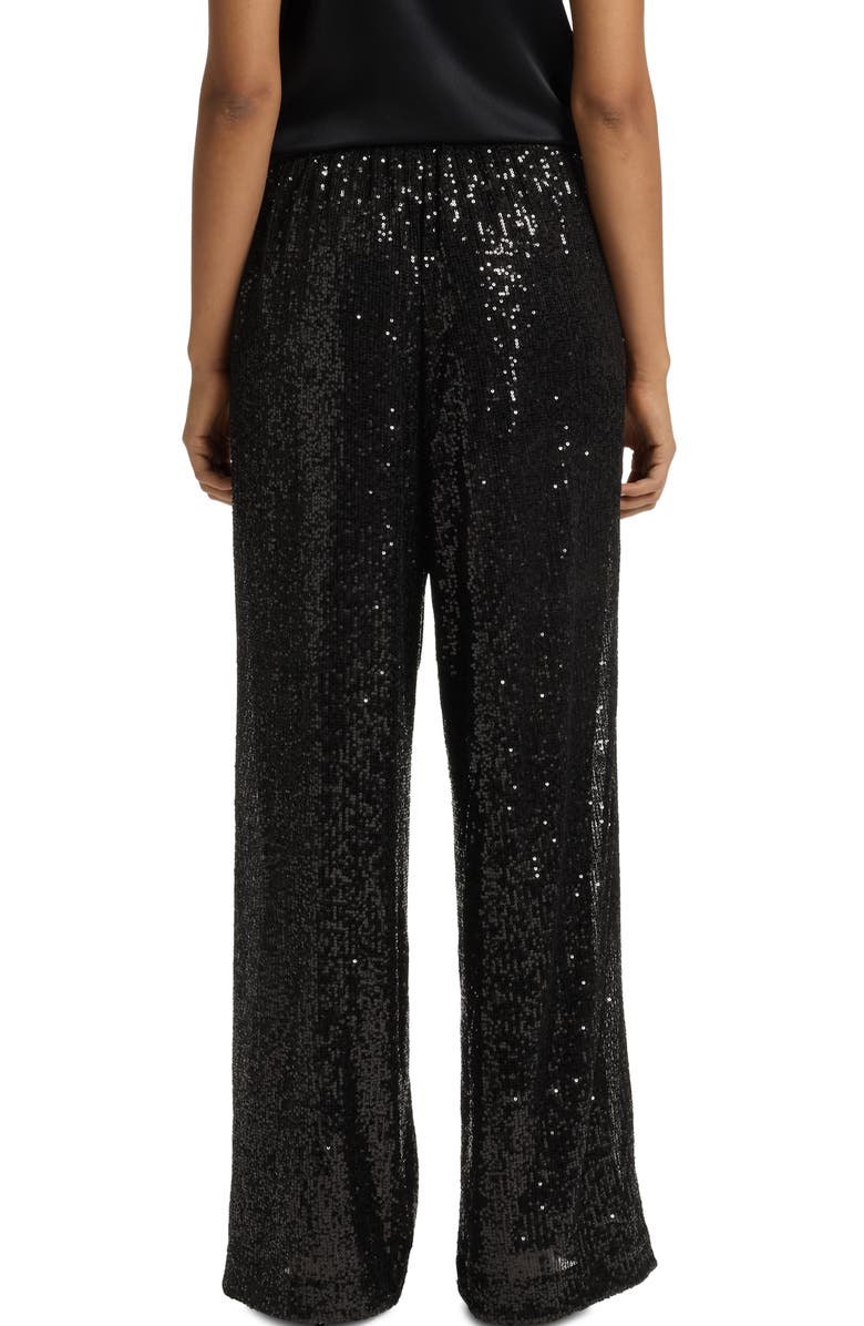 BOSS Orange Tilloi Sequin Wide Leg Pants, Alternate, color, Black