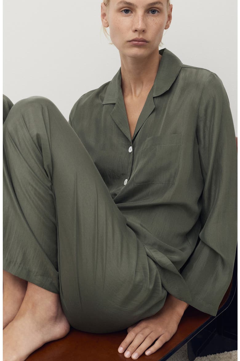 Silk Pajama Shirt, Alternate, color, FOREST GREEN