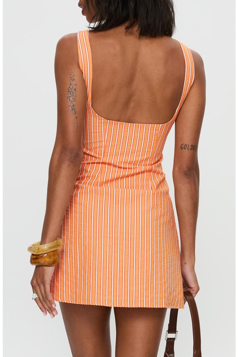 Ellesandra Sleeveless Cotton Blend Seersucker Minidress, Alternate, color, ORANGE