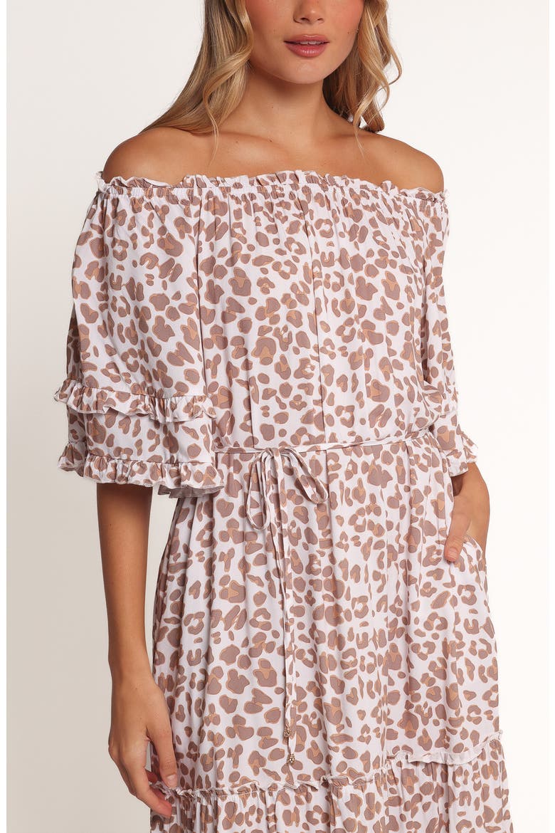 Rhody Leopard Print Off the Shoulder Maxi Dress, Alternate, color, WHITE LEOPARD