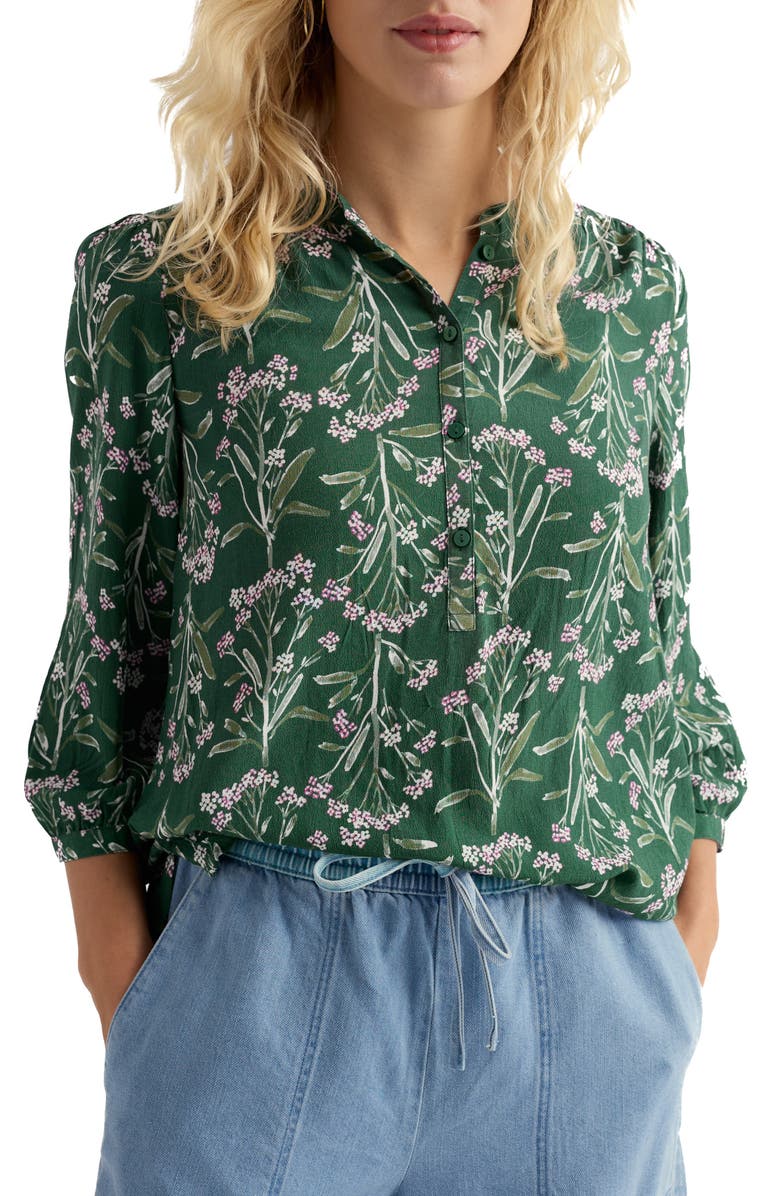 Seasalt Cornwall Willow Floral Print Popover Top, Main, color, Yarrow Study Treetop