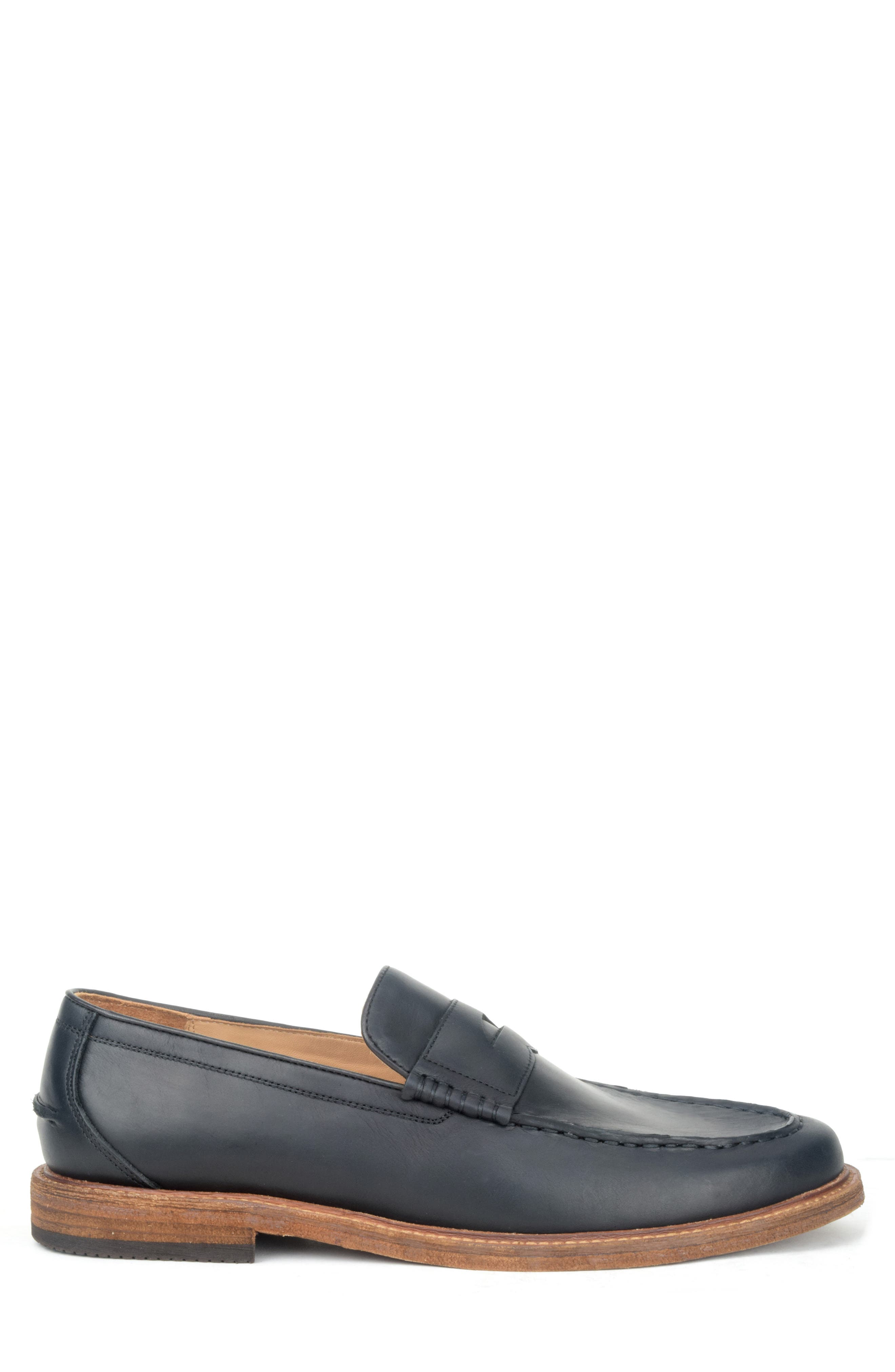 Warfield & Grand Dillinger Moc Toe Penny Loafer, Alternate, color, Black
