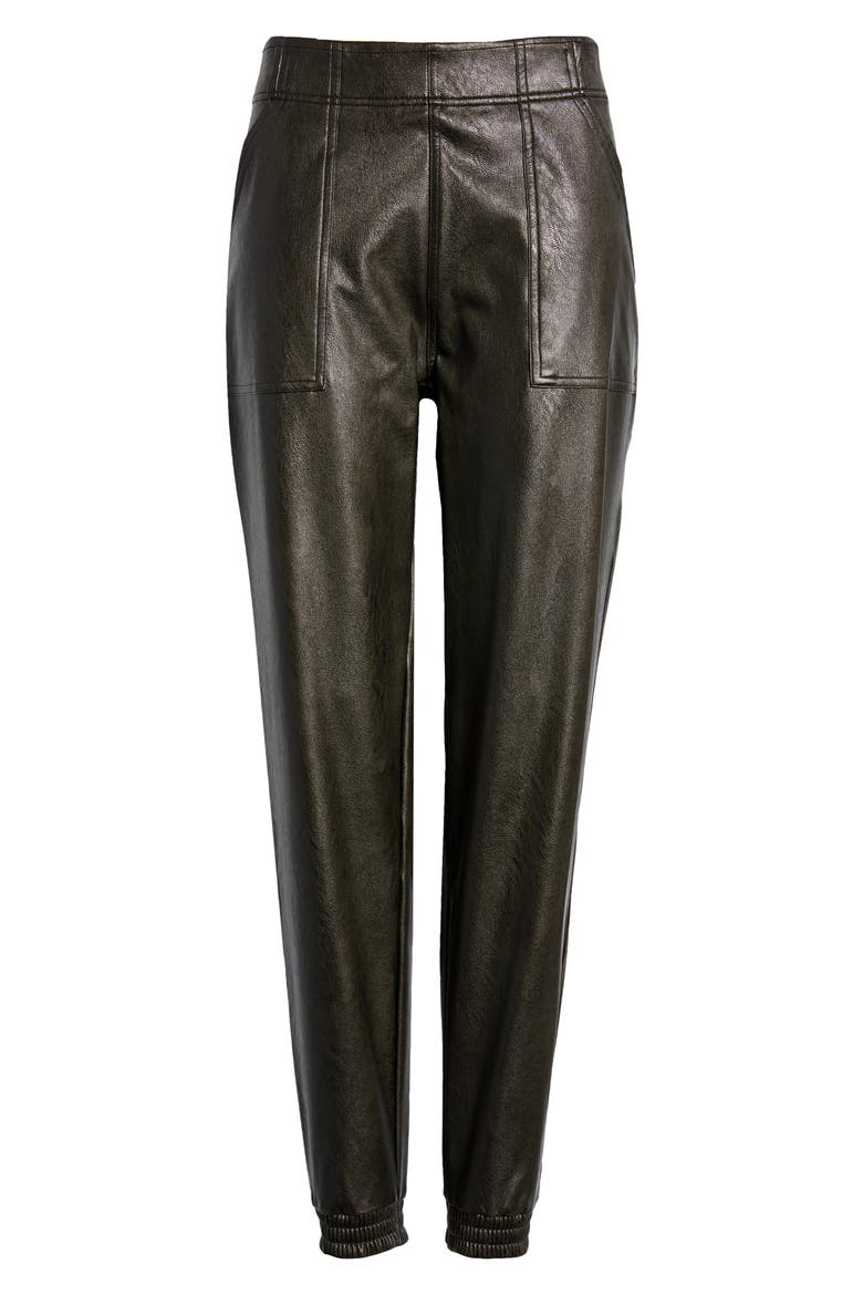 Faux Leather Jogger Pants, Alternate, color, NOIR BLACK