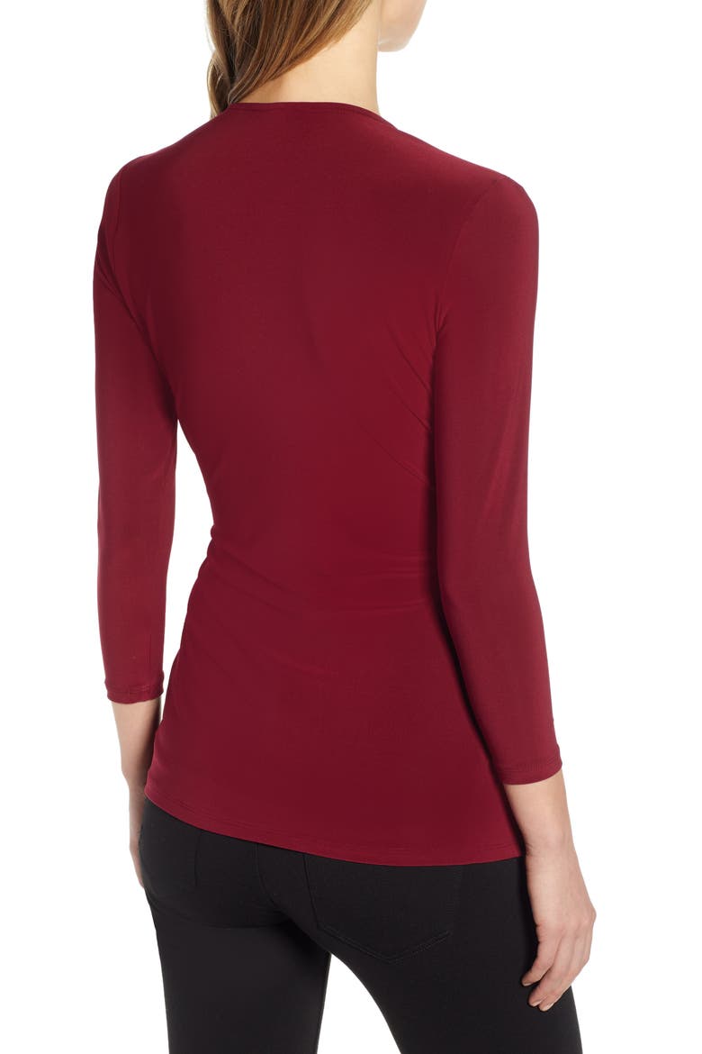 Wrap Style Top, Alternate, color, CORDOVAN