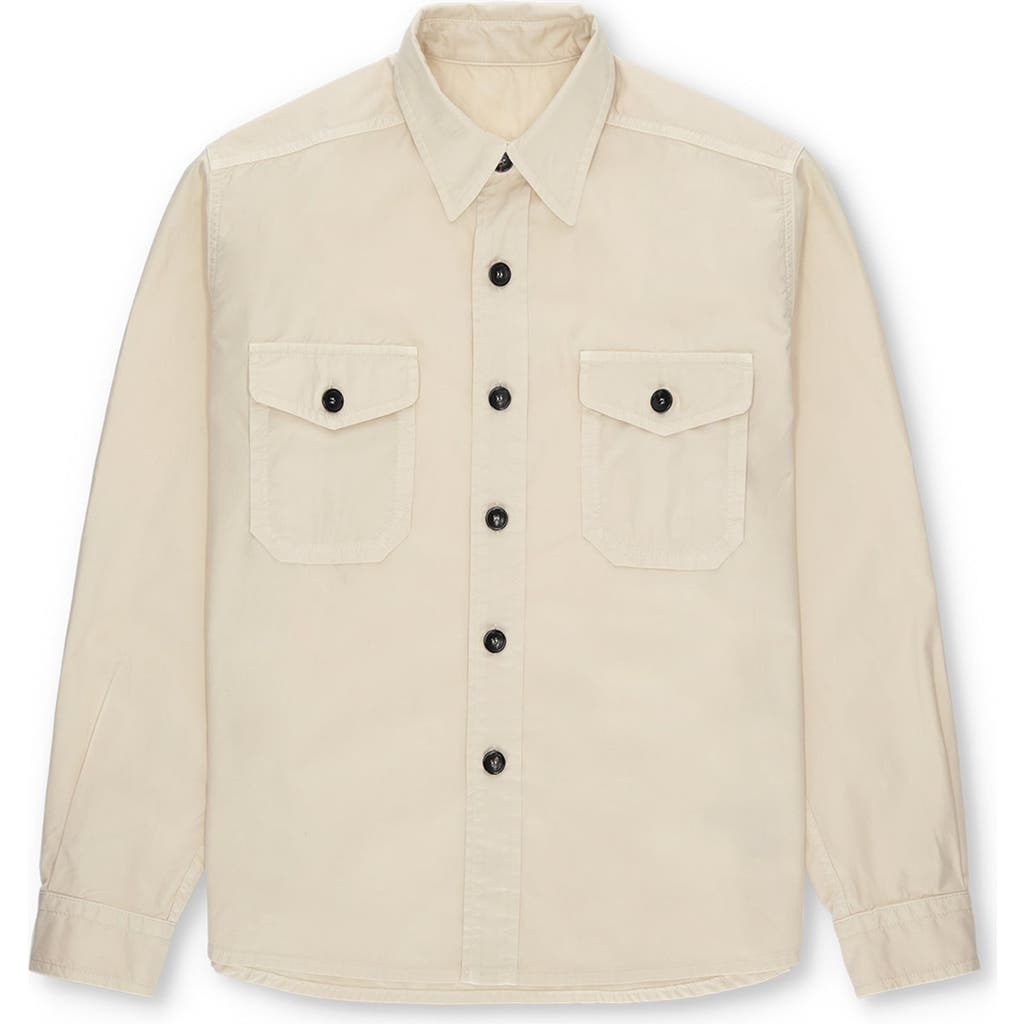Fortela Kenny Twill Cotton Overshirt In Neutral
