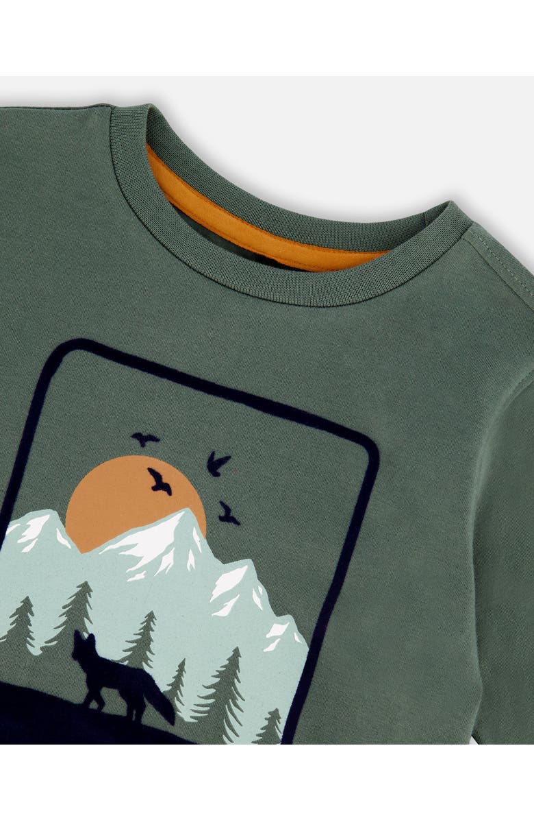 Deux par Deux Little Boy's T-Shirt With Print Forest Green, Alternate, color, 