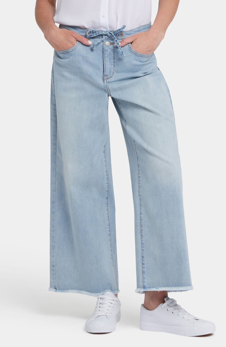 NYDJ Cindi Cool Embrace<sup>®</sup> Frayed Drawstring High Waist Ankle Relaxed Wide Leg Jeans, Main, color, Santiago Sea