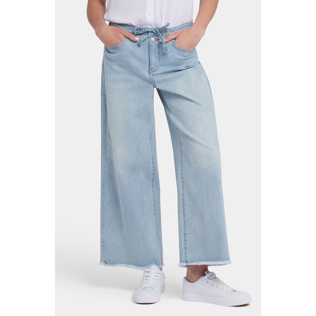 Nydj Cindi Cool Embrace® Frayed Drawstring High Waist Ankle Relaxed Wide Leg Jeans In Santiago Sea