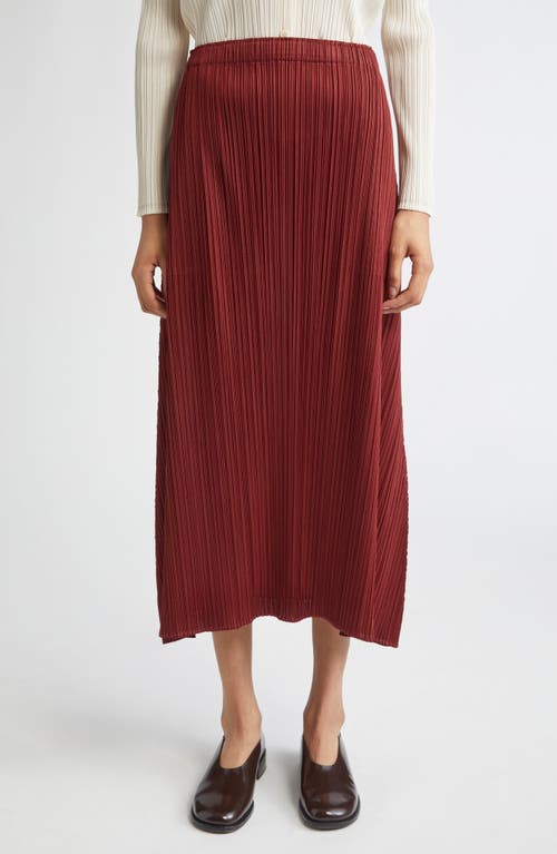 Issey Miyake Pleats Please  Monthly Colors October Pleated Midi Skirt In Red