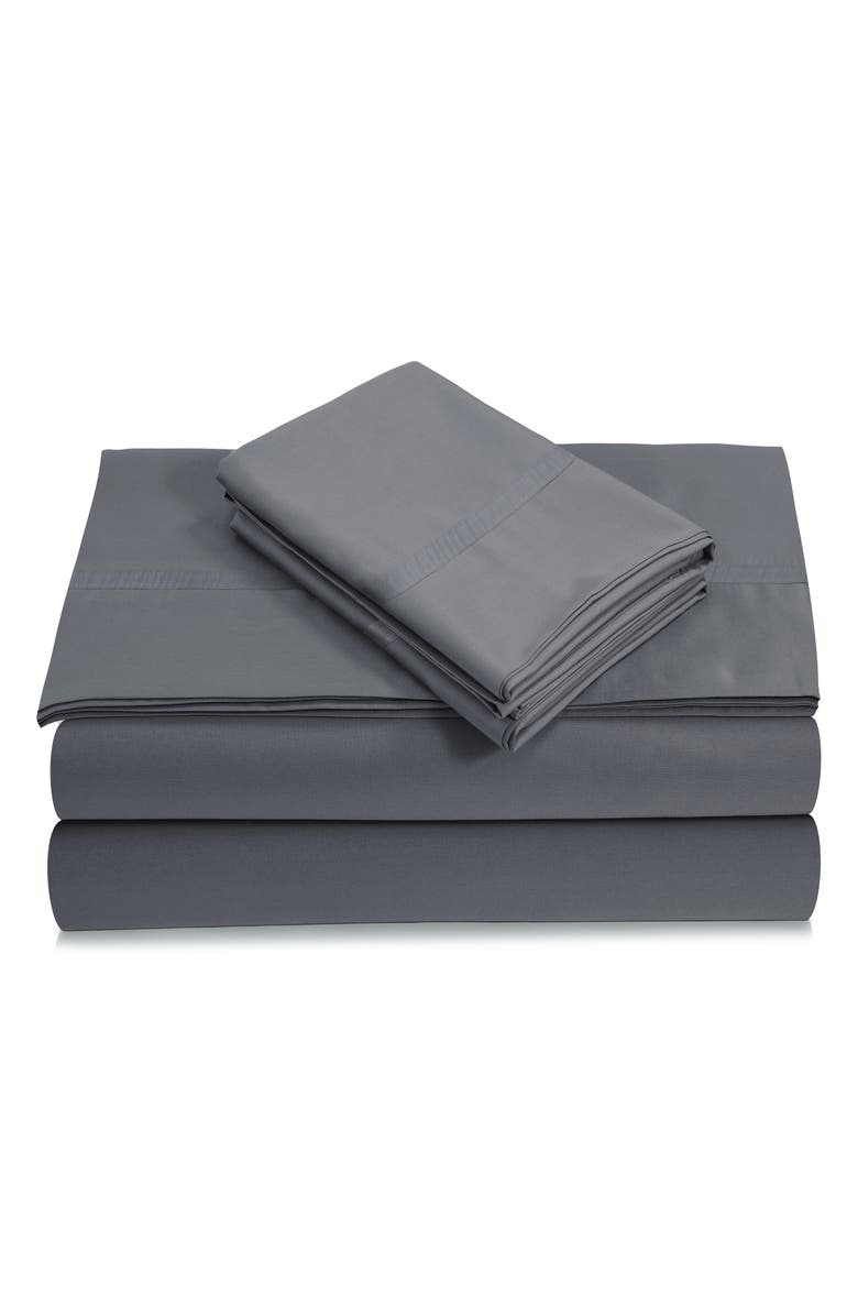 AZORES HOME 500 Thread Count Cotton Sateen Sheet Set, Main, color, Grey