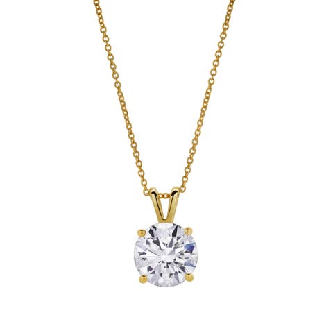 Lucent 14K Gold Round Lab Grown Diamond Pendant - 2.5 Ct