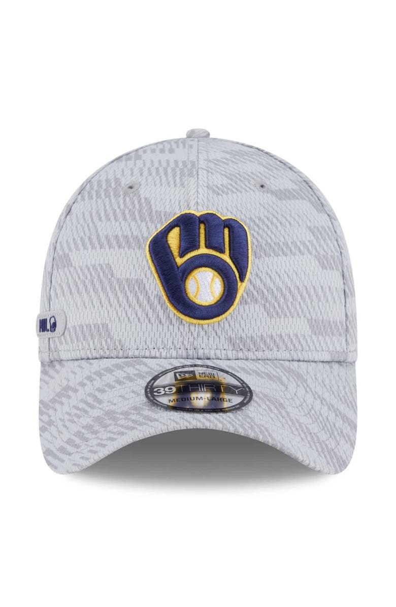 New Era Men's New Era Gray Milwaukee Brewers 2025 MLB Clubhouse 39THIRTY Flex Hat, Alternate, color, 