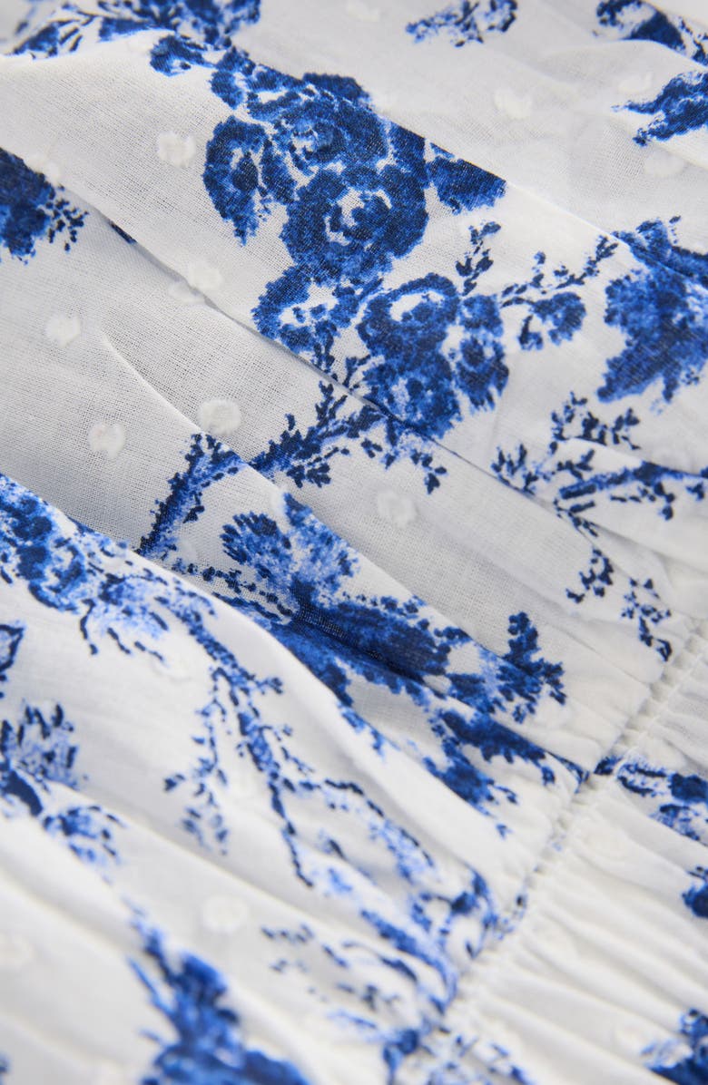 NEXT Floral Smocked Cotton Camisole, Alternate, color, White/ Blue