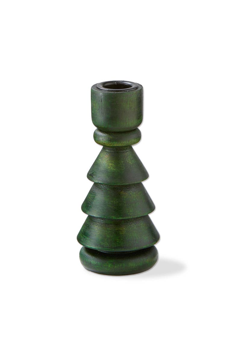 Small Green Wood Tree Taper Candle Holder for Christmas, Main, color, Green