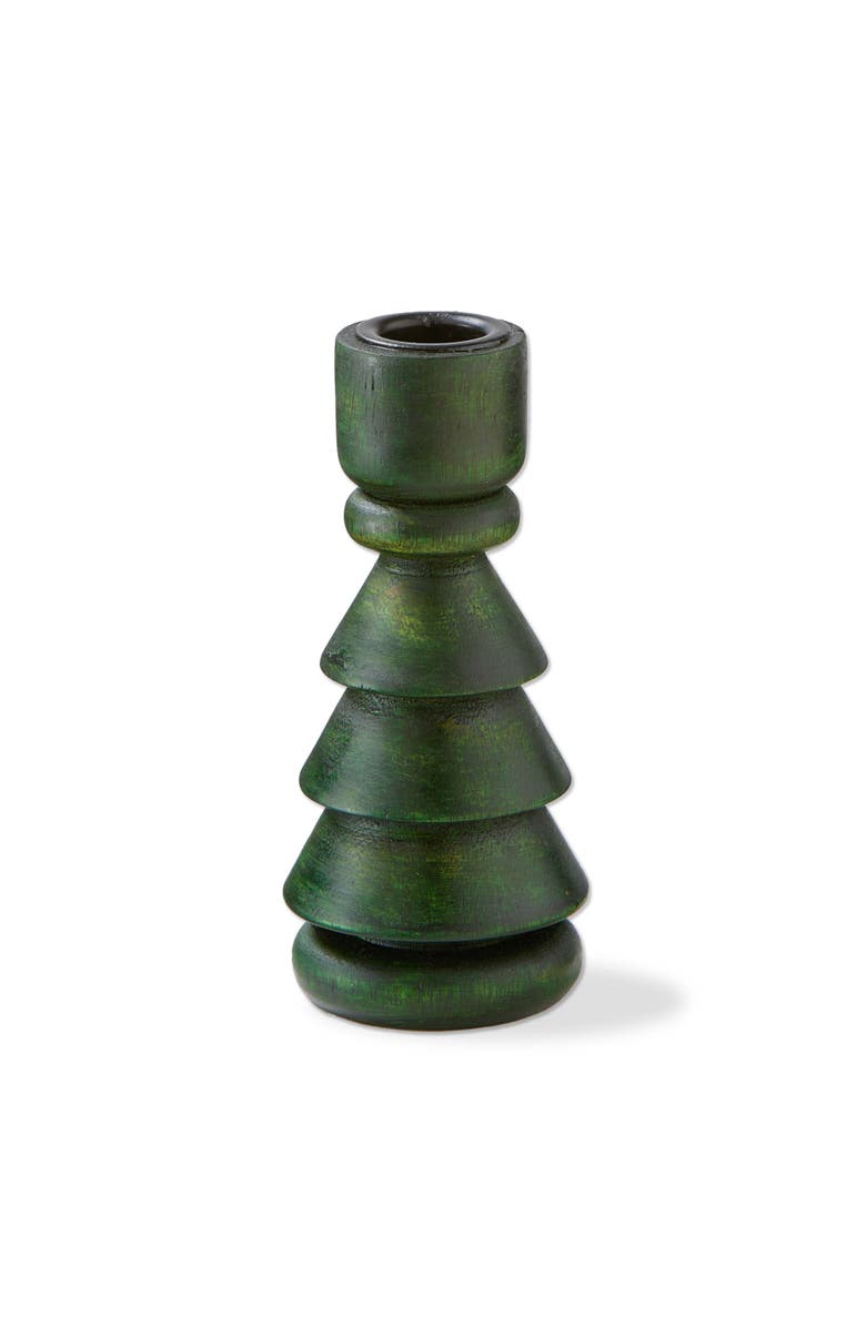 tag Small Green Wood Tree Taper Candle Holder for Christmas, Main, color, Green