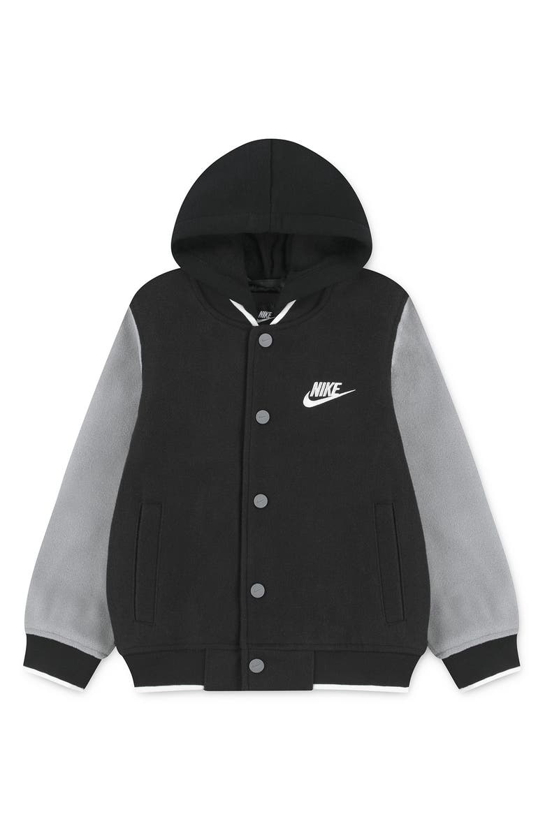 Nike NKB HOODED VARSITY JACKET, Main, color, Black