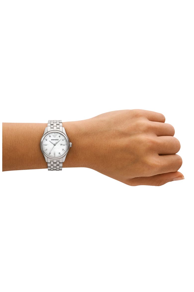 Mother-of-Pearl Dial Bracelet Watch, 32mm, Alternate, color, SILVER