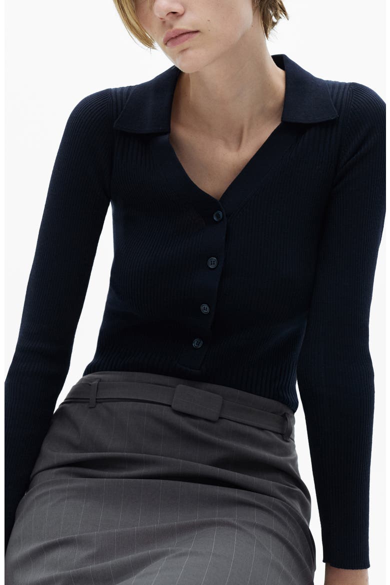 Johnny Collar Popover Sweater, Main, color, DARK NAVY
