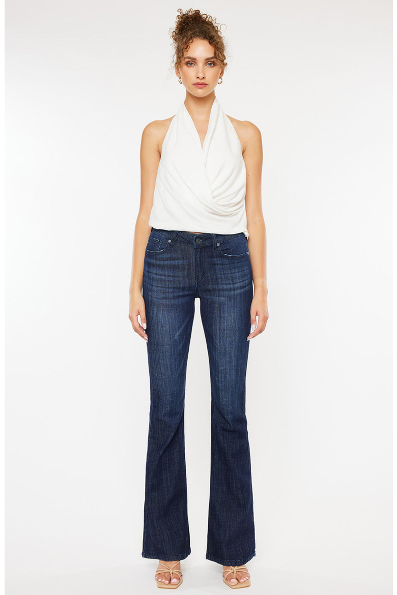Celestine Mid Rise Flare Jeans, Main, color, Super Dark Wash