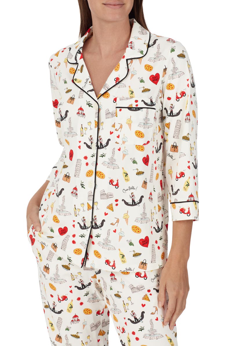 BedHead Pajamas Italian Print Crop Stretch Organic Cotton Pajamas, Alternate, color, 