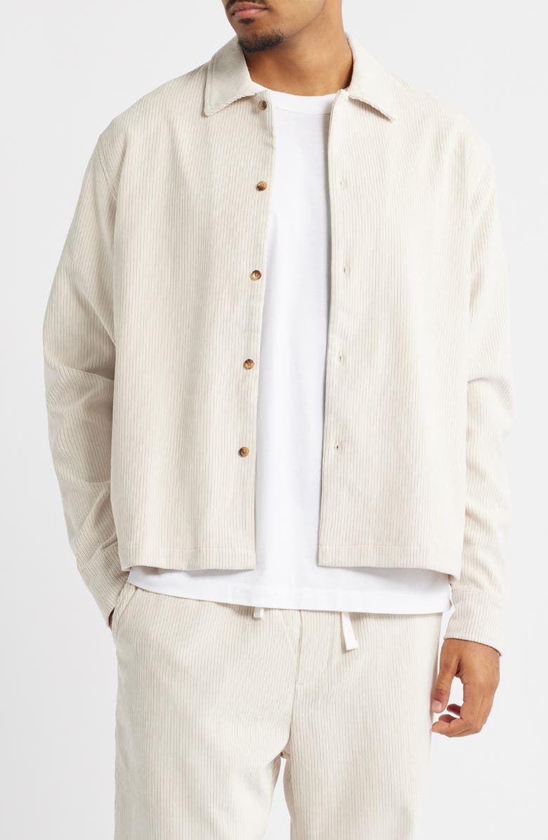 RIZORT Roger Rib Button-Up Shirt Jacket, Main, color, Cream