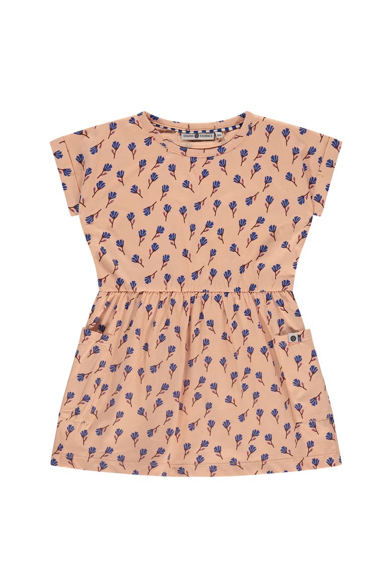 Allover Floral Cap Sleeve Dress, Main, color, Salmon