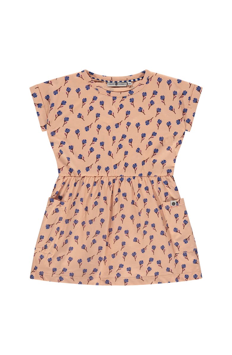 Stains and Stories by Babyface Allover Floral Cap Sleeve Dress, Main, color, Salmon