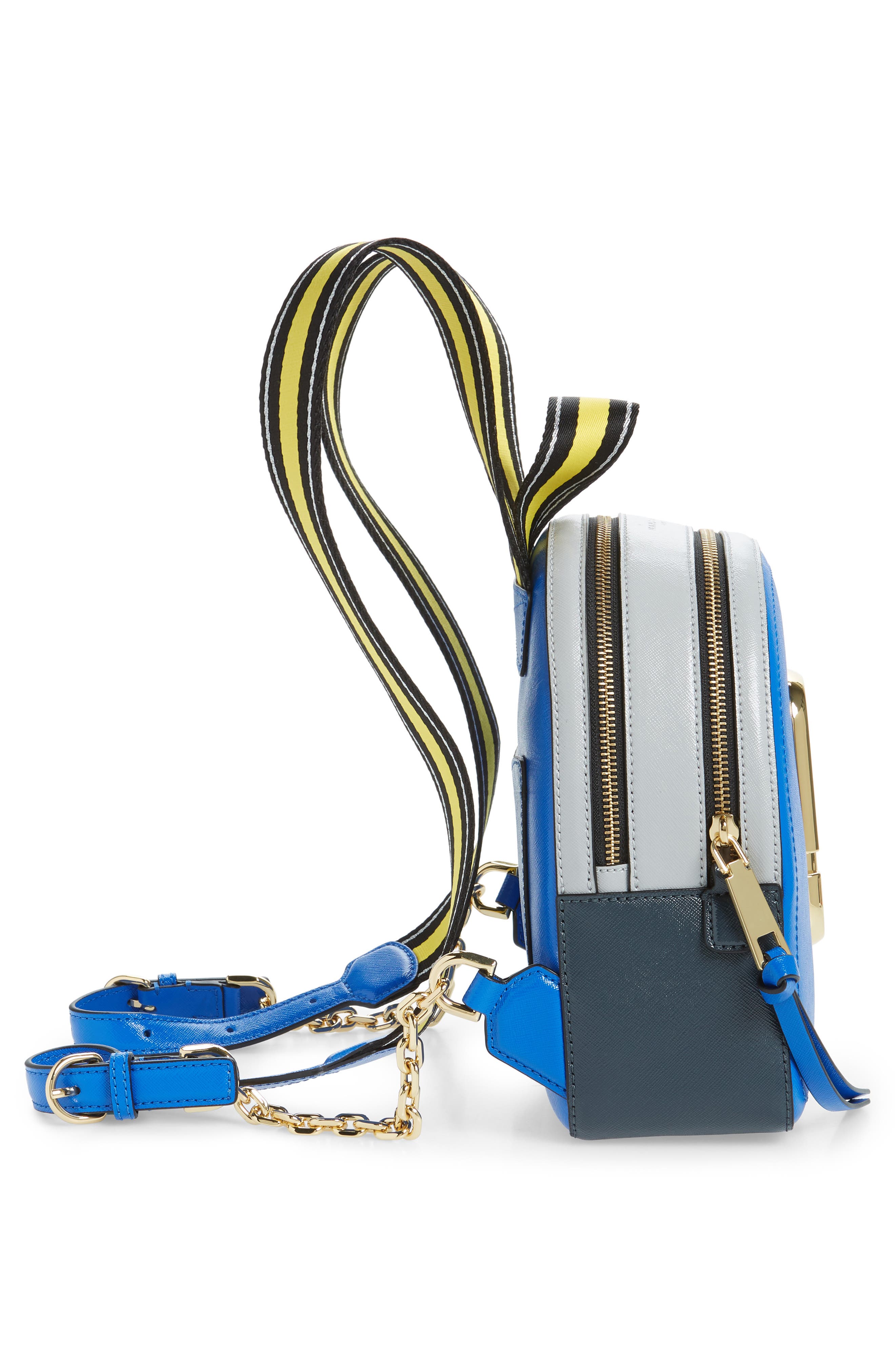MARC JACOBS Pack Shot Leather Backpack, Alternate, color, DAZZLING BLUE MULTI