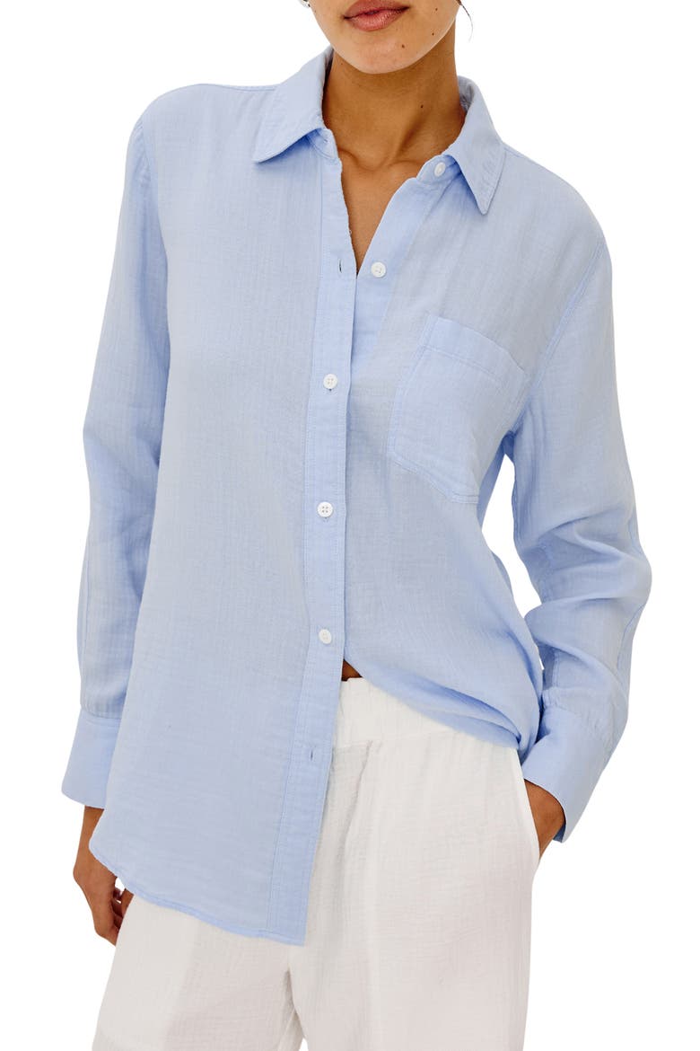 Freeman Cotton Button-Up Shirt, Main, color, BLUEBELL