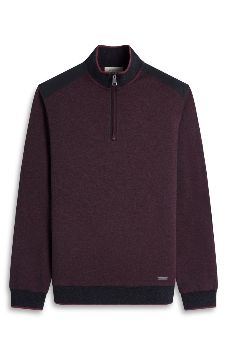 Bugatchi Mélange Quarter Zip Top, Alternate, color, Burgundy