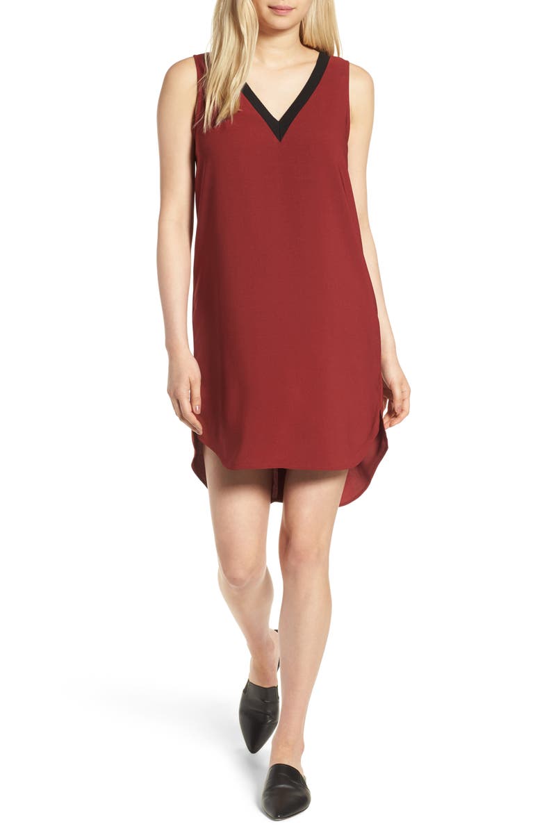 Trouvé Rib Detail Shift Dress, Main, color, 