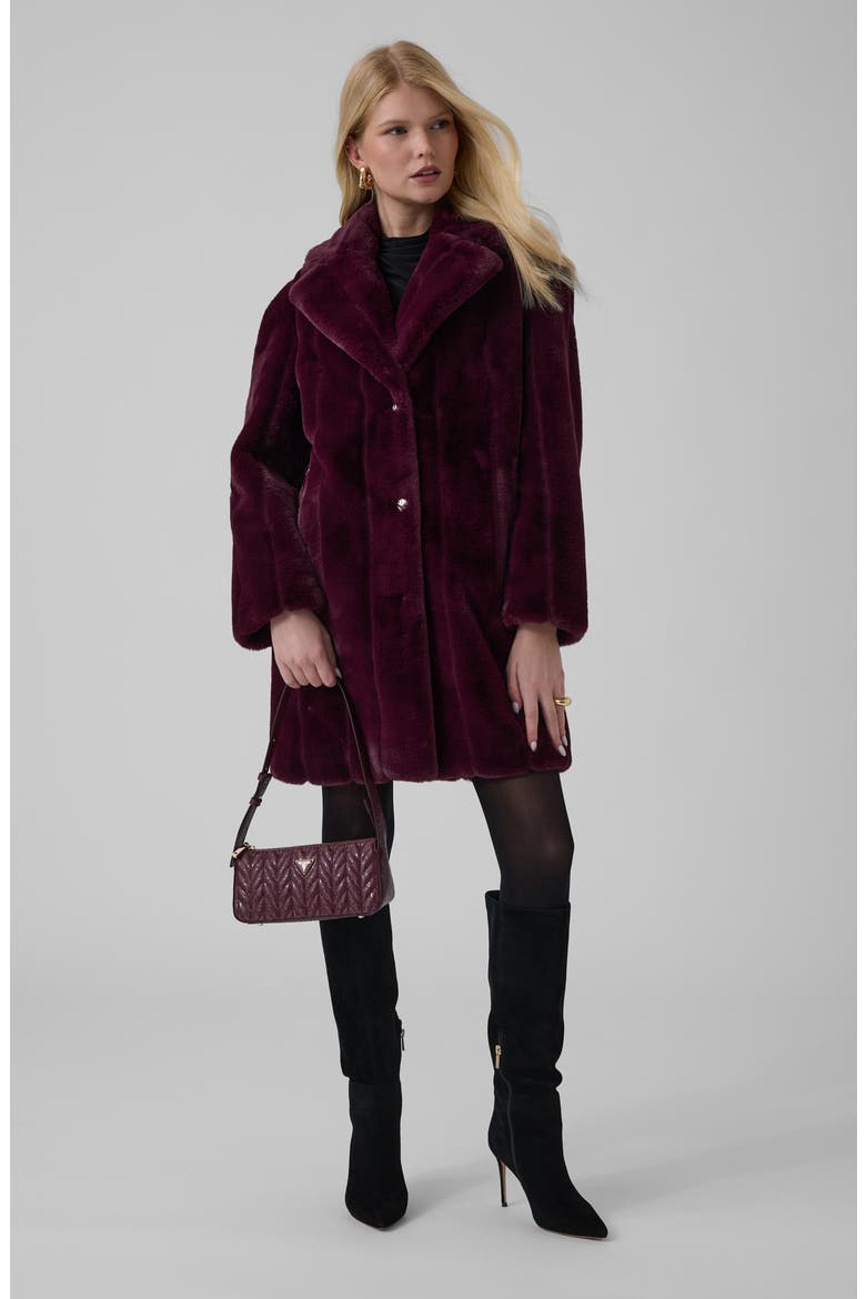 Sophy Faux Fur Coat, Alternate, color, DARK PINK