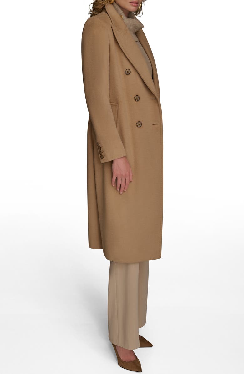 Donna Karan New York Tailored Double Breasted Wool Blend Coat, Alternate, color, Camel