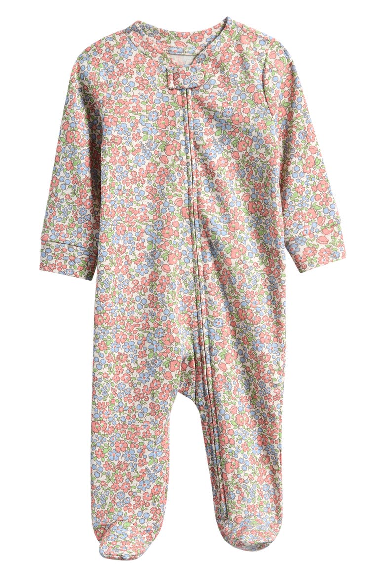 Floral Organic Cotton Footie, Main, color, MULTI FLORAL