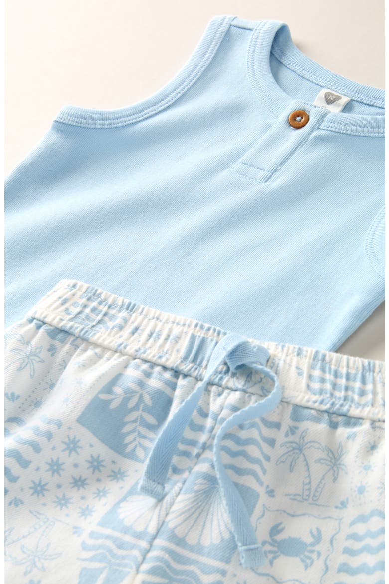 Tank Romper & Stripe Shorts Set, Alternate, color, BLUE BEACH TILES BLUE