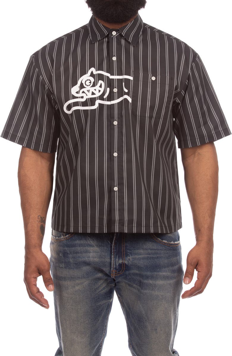 ICECREAM Boost Short Sleeve Button-Up Shirt, Main, color, Black