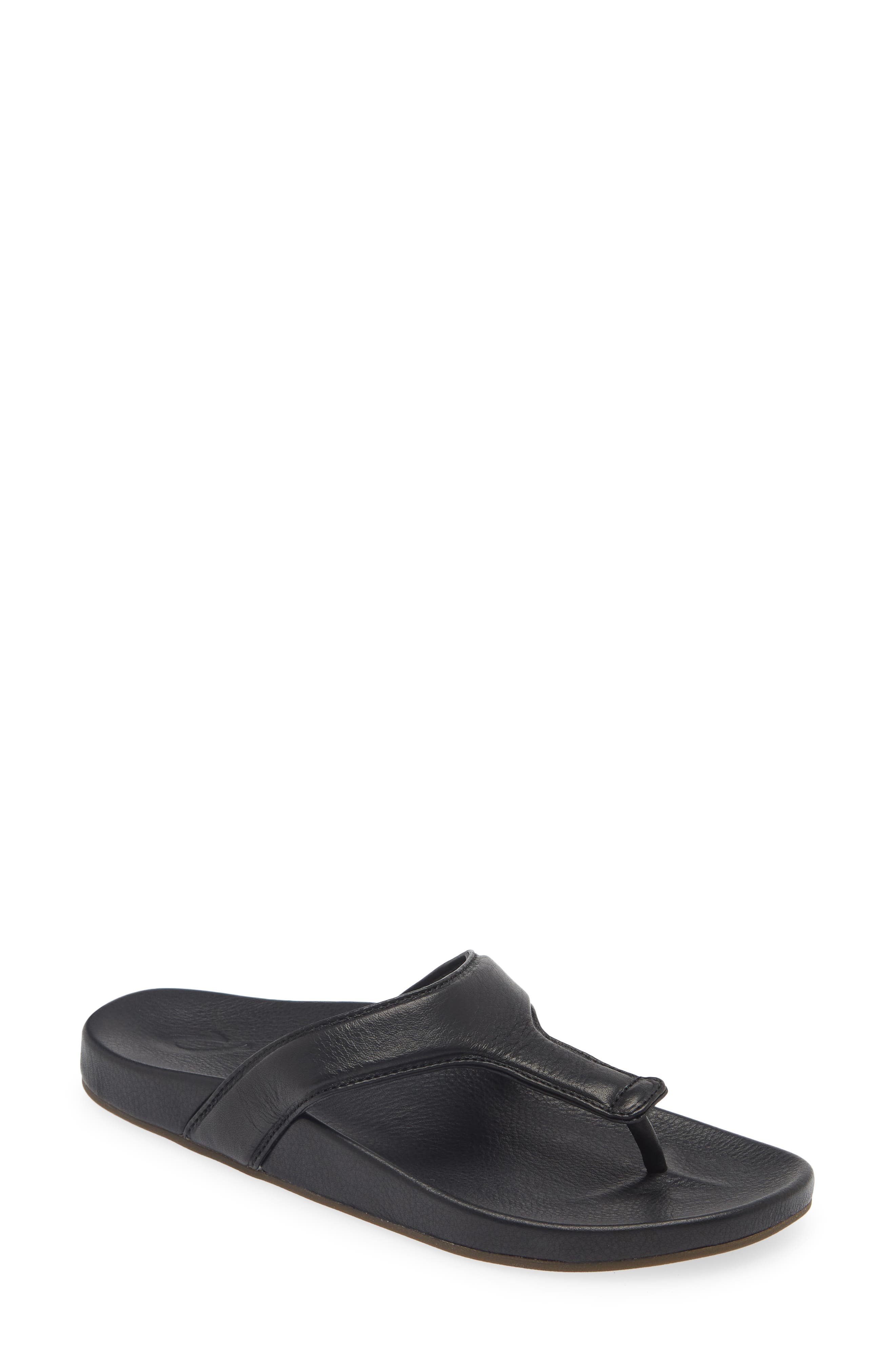 OluKai Kipea Lipi Sandal, Main, color, Black / Black