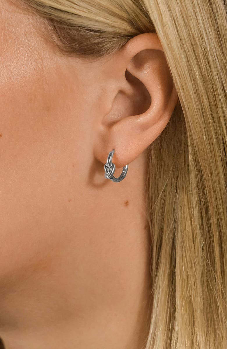 Sterling Forever Minnie Love Knot Huggie Hoop Earrings, Alternate, color, Silver