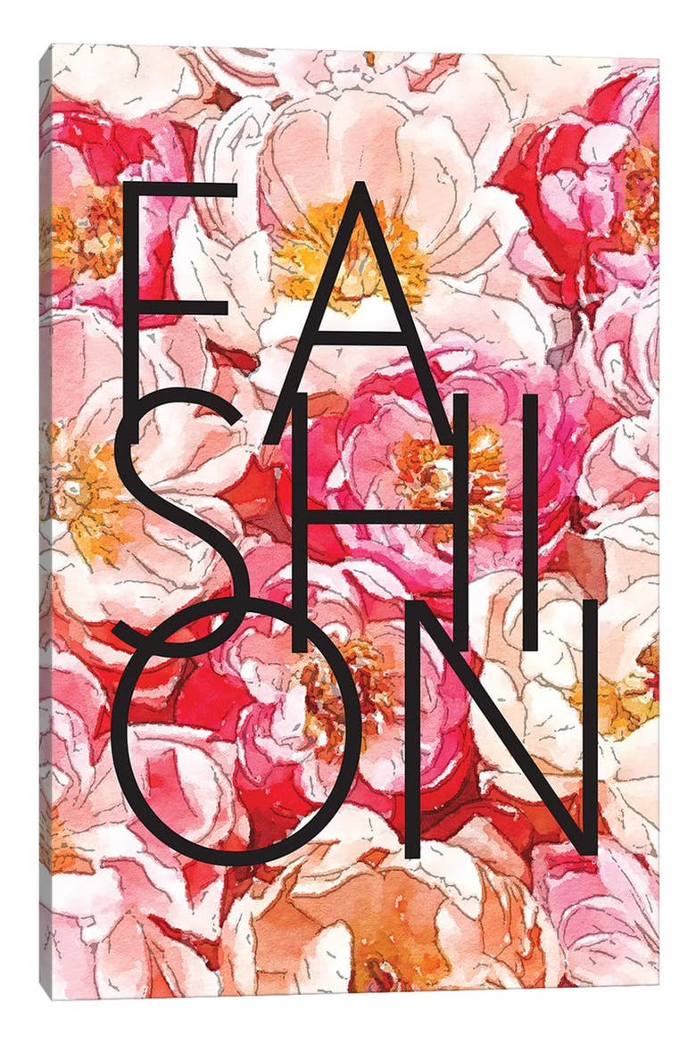 iCanvas Peony Background Fashion Typography Wall Art | Nordstromrack